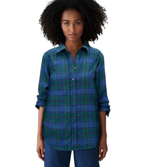 ellos Plus Size Plaid Flannel Shirt
