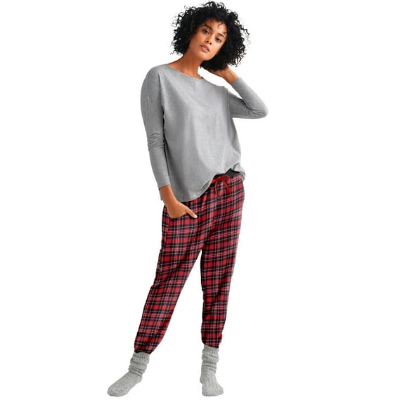 ellos Plus Size Plaid Flannel Sleep Pants