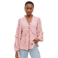 thumbnail image 1 of Ellos Plus Size Ruffle Trim V-Neck Babydoll Blouse, 1 of 3