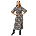 thumbnail image 1 of ellos Plus Size Satin Keyhole Empire Midi Dress, 1 of 2