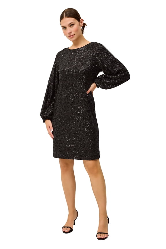 Plus Size Sequin Dress With Satin Bow At Back