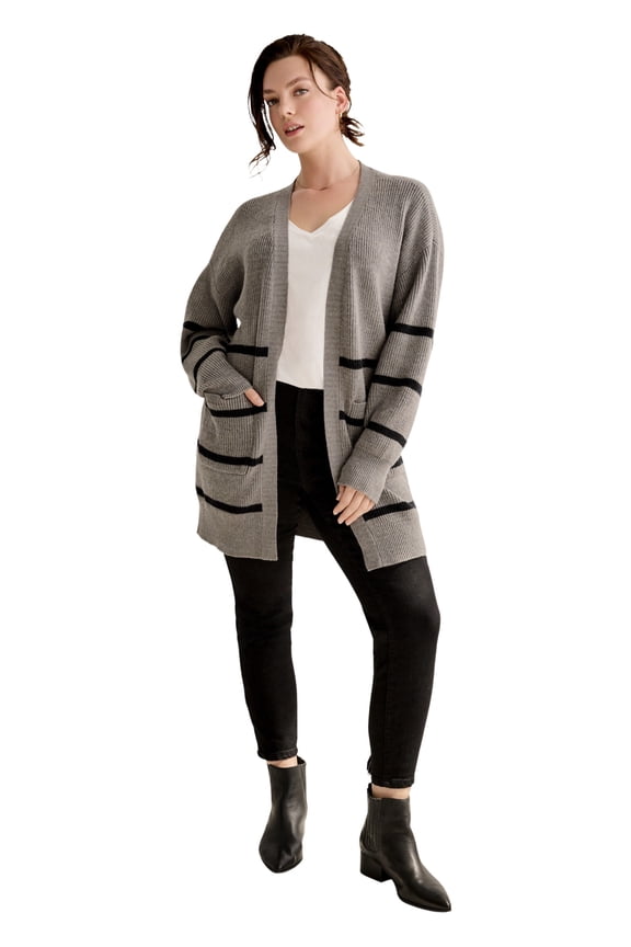 Plus Size Shaker Stitch Cardigan
