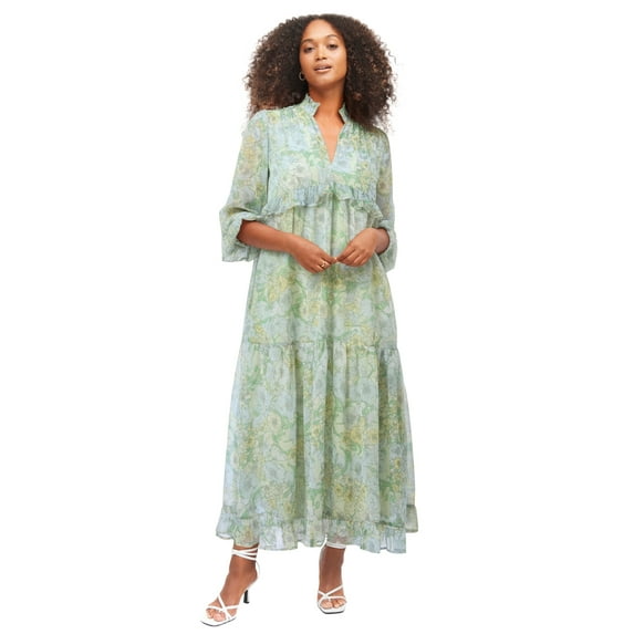 Ellos Plus Size Sheer Maxi Dress With Ruffled Trim