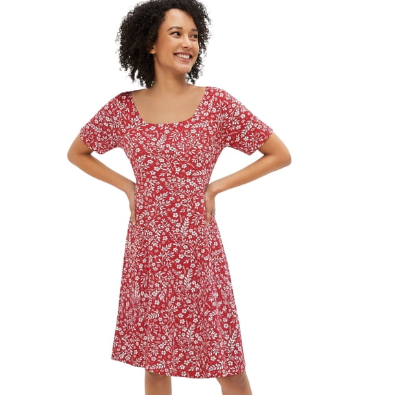 Ellos Plus Size Short Sleeve Fit & Flare Knit Dress