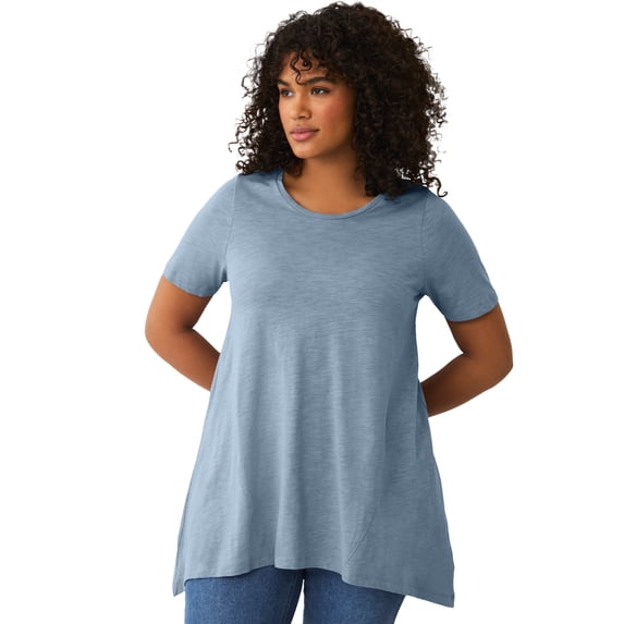 Ellos Plus Size Side Point Hem Scoop Neck Tunic