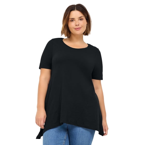 Ellos Plus Size Side Point Hem Scoop Neck Tunic