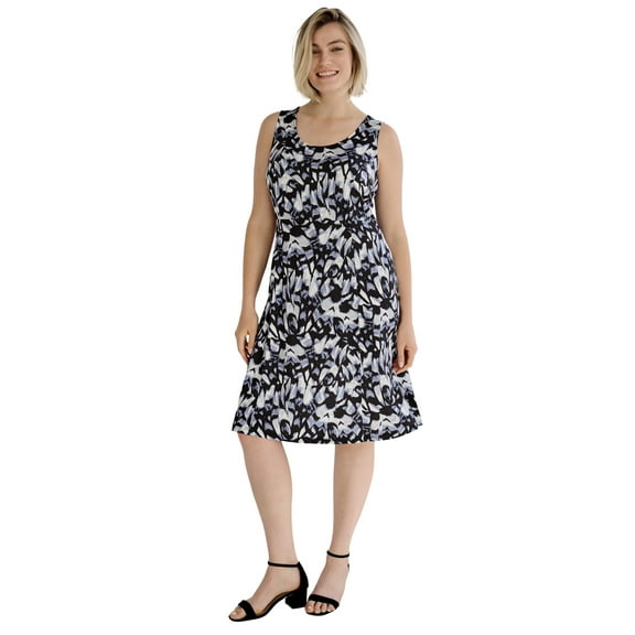 ellos Plus Size Stretch Knit Scoop Neck Sleeveless Fit And Flare Dress