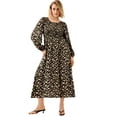 thumbnail image 1 of ellos Plus Size Smocked Bodice Tiered Midi Dress, 1 of 2