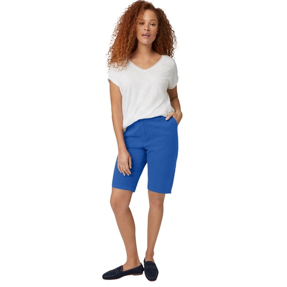 Ellos Plus Size Stretch Chino Mid-Rise Bermuda Shorts