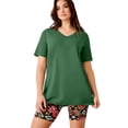 thumbnail image 1 of Ellos Plus Size Stretch Knit V-Neck Short Sleeve Chest Pocket Tunic, 1 of 2