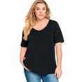 thumbnail image 1 of Ellos Plus Size Stretch Jersey Knit A-Line Relaxed V-Neck Short Sleeve Tunic, 1 of 3