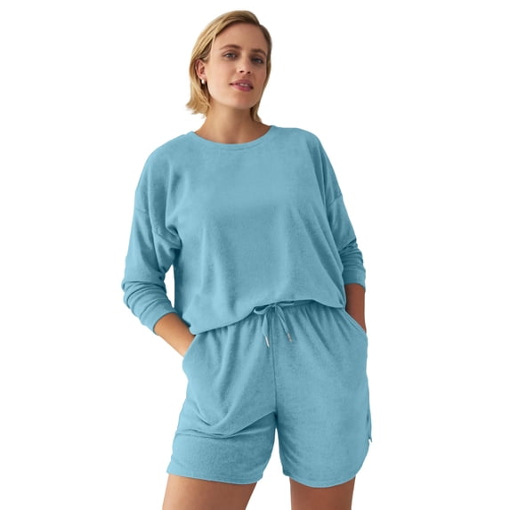 Ellos Plus Size Terry Cloth Short With Drawstring Elastic Waist