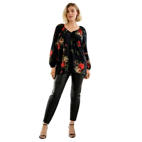 Ellos Plus Size Tie Neck Peasant Tunic