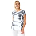 thumbnail image 1 of Ellos Plus Size Cotton Jersey Slub Cap Sleeve Trapeze Tee, 1 of 5