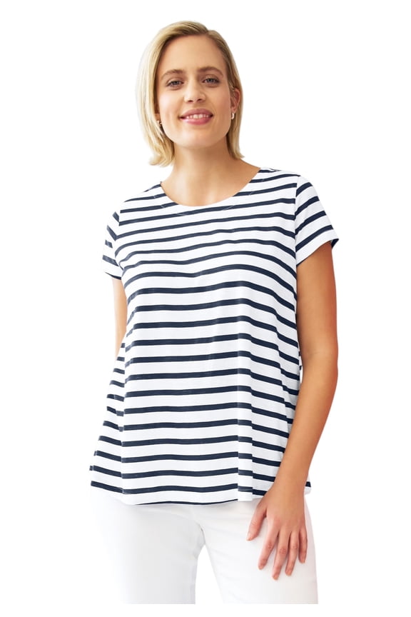 Plus Size Cotton Jersey Slub Cap Sleeve Trapeze Tee