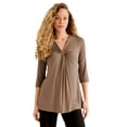 thumbnail image 1 of ellos Plus Size Stretch Knit V-Neck 3/4 Sleeve Knot Front Tunic, 1 of 6
