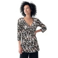 thumbnail image 1 of ellos Plus Size Stretch Knit V-Neck 3/4 Sleeve Knot Front Tunic, 1 of 6