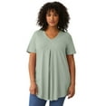thumbnail image 1 of Ellos Plus Size V-Neck Inverted Pleat Tunic With Curved Hem, 1 of 2