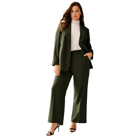 ellos Plus Size Woven Wide Leg Pants