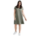 thumbnail image 1 of ellos Women's Plus Size A-Line Tee Dress - 38/40, Olive Grey, 1 of 2