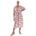 thumbnail image 1 of ellos Women's Plus Size Blouson Sleeve Empire Midi Dress - 26/28, White Multi Floral, 1 of 3