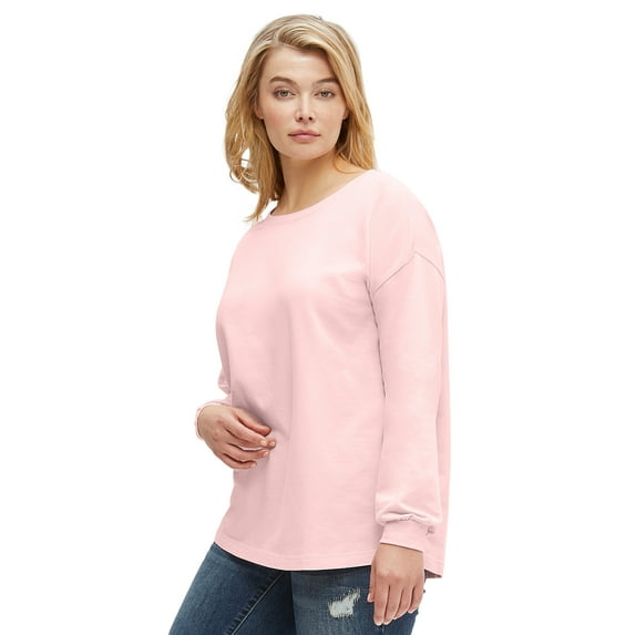 ellos Women's Plus Size Blouson Sleeve Sweatshirt Tunic - 30/32, Pale Blush
