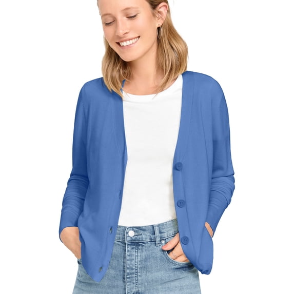 ellos Women's Plus Size Boxy Cardigan - 10/12, Dream Blue