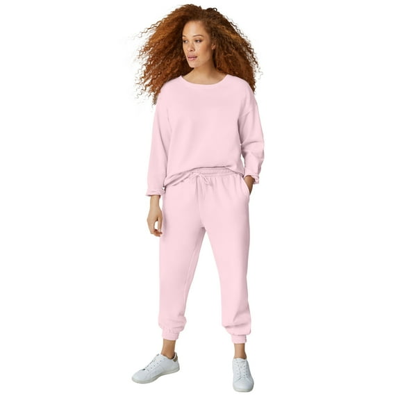 ellos Women's Plus Size Boxy Fleece Sweatshirt - 18/20, Misty Rose