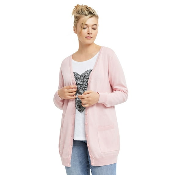 ellos Women's Plus Size Boyfriend Cardigan - 1X, Pink Sherbert