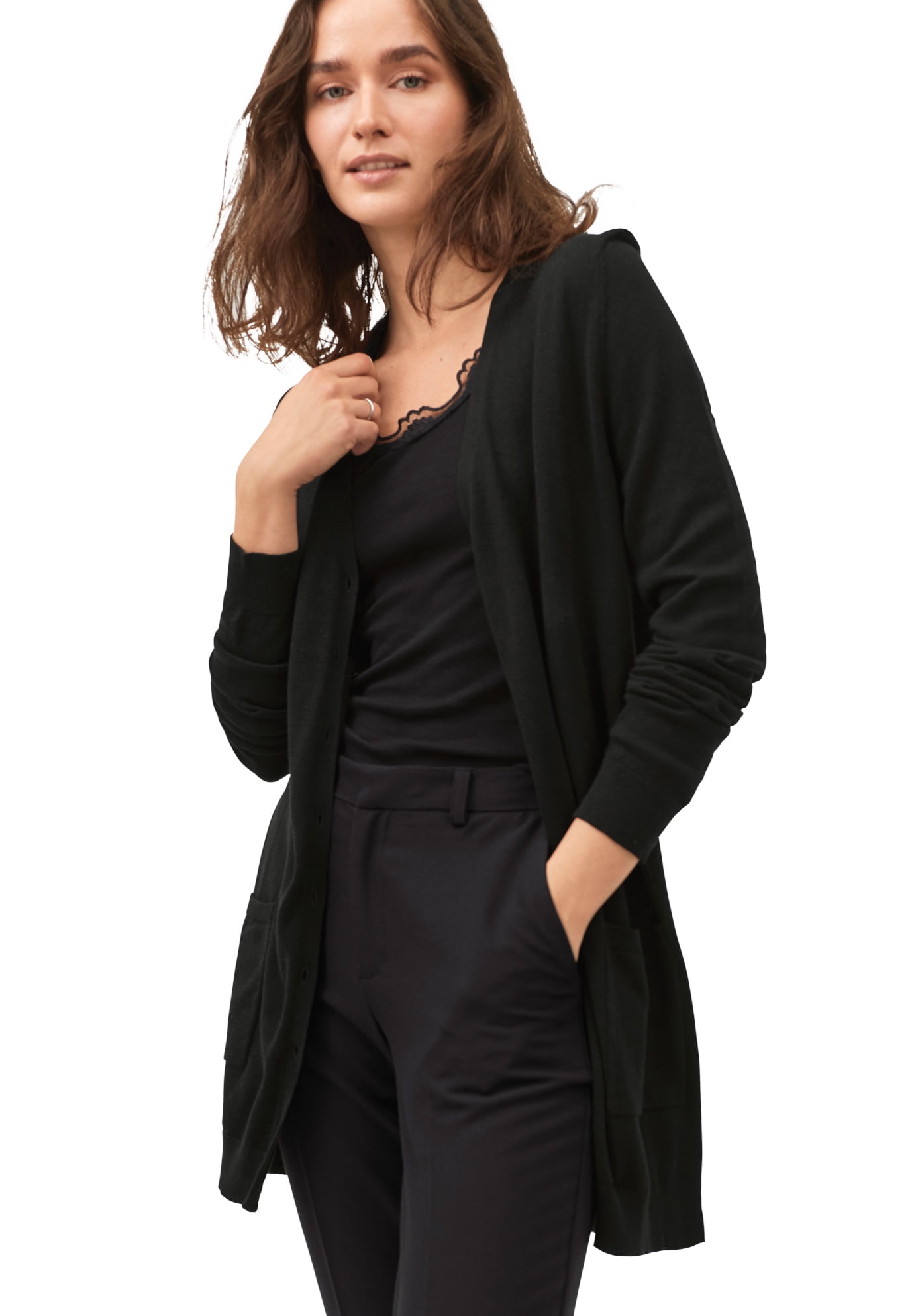 ellos Women's Plus Size Boyfriend Cardigan 5X, Black