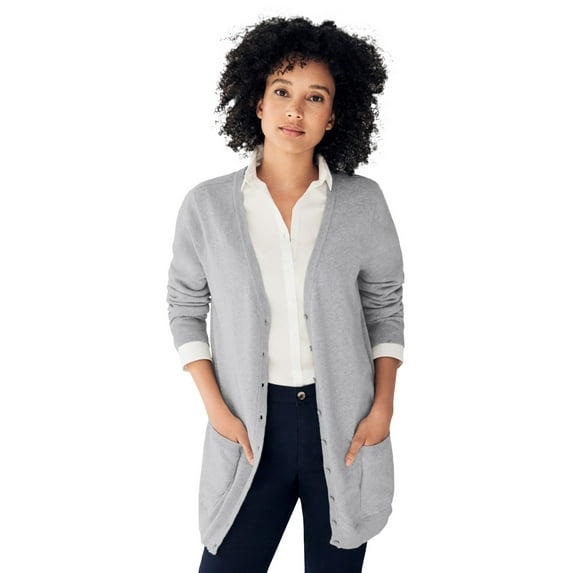 ellos Women's Plus Size Boyfriend Cardigan - 5X, Heather Grey