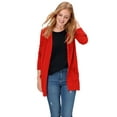 thumbnail image 1 of Ellos Plus Size V-Neck Button-Front 100% Cotton Boyfriend Cardigan, 1 of 4