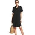 thumbnail image 1 of ellos Women's Plus Size Button Front Linen Shirtdress - 10, Black, 1 of 4