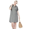 thumbnail image 1 of ellos Women's Plus Size Button Front Linen Shirtdress - 12, Olive Grey, 1 of 5