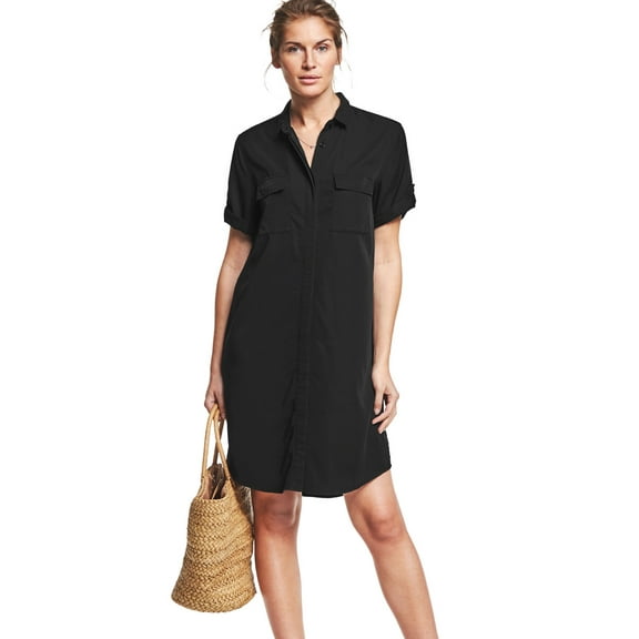 ellos Plus Size Button Front Linen Shirtdress