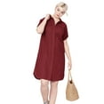 thumbnail image 1 of ellos Women's Plus Size Button Front Linen Shirtdress - 34, Fresh Pomegranate, 1 of 4