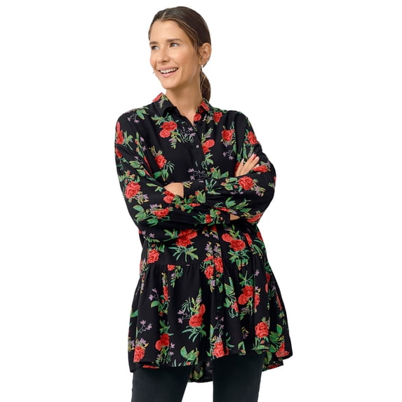 Ellos Plus Size Button Front Peplum Tunic