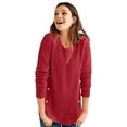 thumbnail image 1 of Ellos Plus Size Stretch Scoop Neck Curved Hem With Buttons Pullover Sweater, 1 of 6
