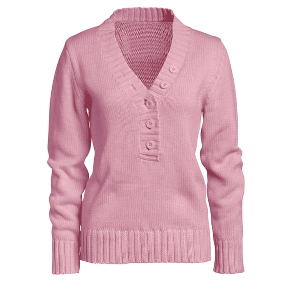 Ellos Plus Size Button Y-Neck Sweater