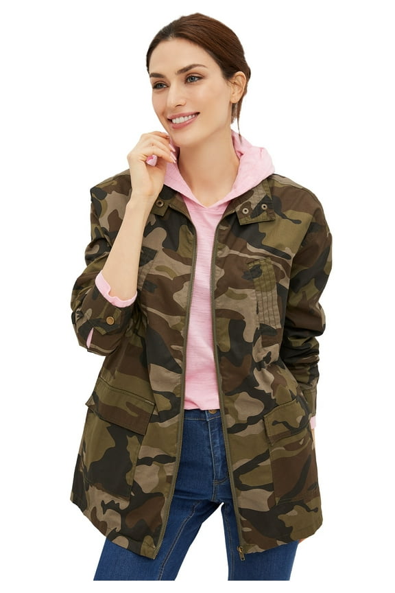 Women's Plus Size Camo Utility Jacket - 16, Camo