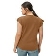 thumbnail image 1 of ellos Women's Plus Size Cap Sleeve Henley Tee - 26/28, Walnut Brown, 1 of 2