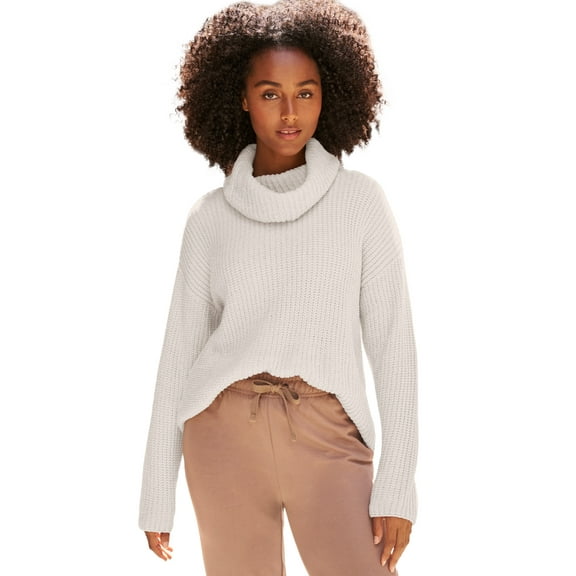 ellos Women's Plus Size Chenille Turtleneck Sweater