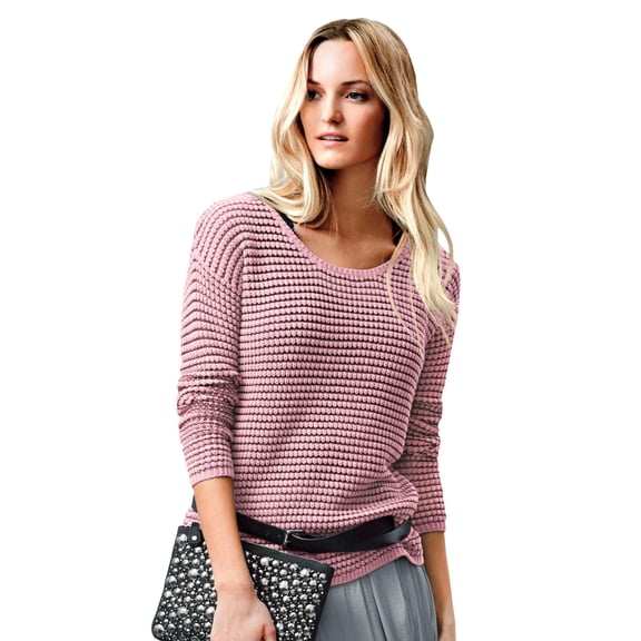 ellos Women's Plus Size Chunky Knit Sweater - 3X, Rose Mist