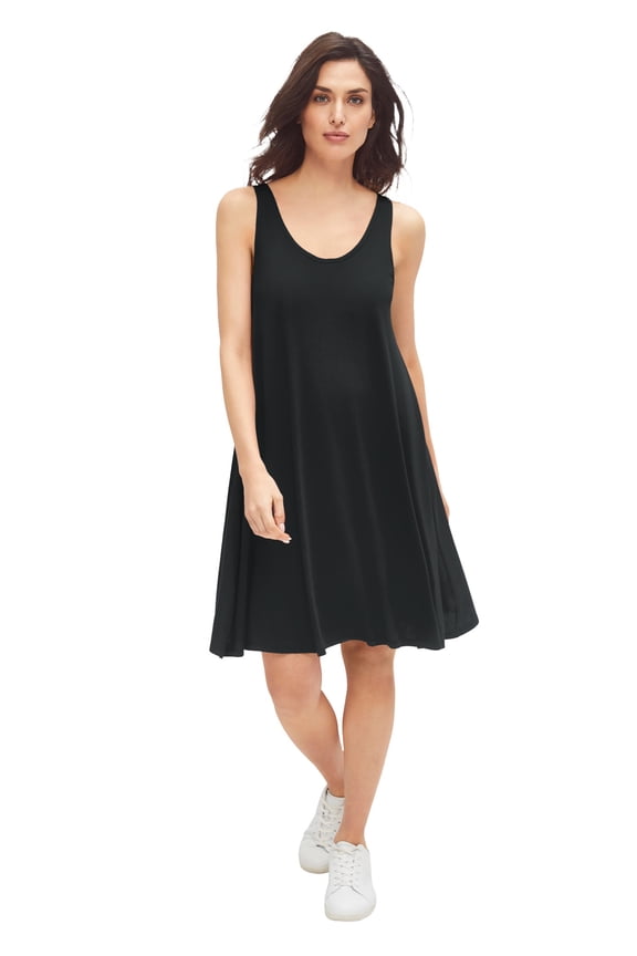 Women's Plus Size Crossover Back Tank Dress - 14/16, Black