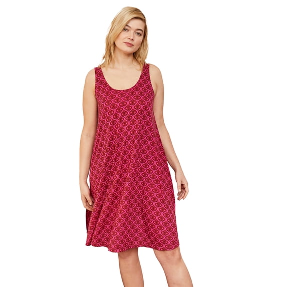 ellos Women's Plus Size Crossover Back Tank Dress - 22/24, Tropical Raspberry Print