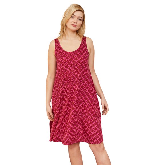 ellos Women's Plus Size Crossover Back Tank Dress - 22/24, Tropical Raspberry Print