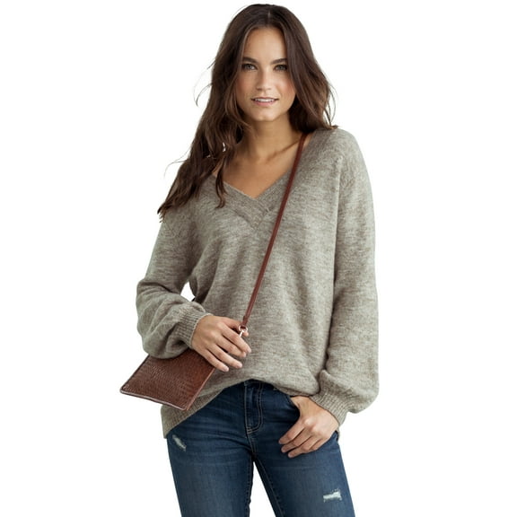 ellos Plus Size Crossover V-Neck Pullover