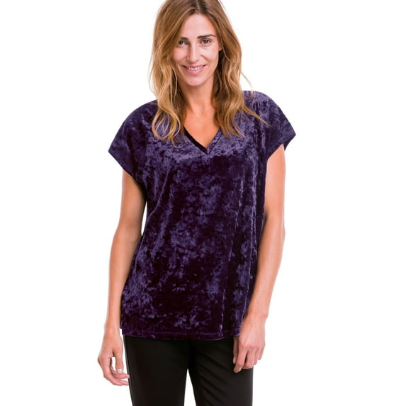 ellos Women's Plus Size Crushed Velour Tee - 30/32, Midnight Violet