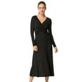 thumbnail image 1 of ellos Women's Plus Size Draped Bodice Knit Midi Dress - 10/12, Black, 1 of 2