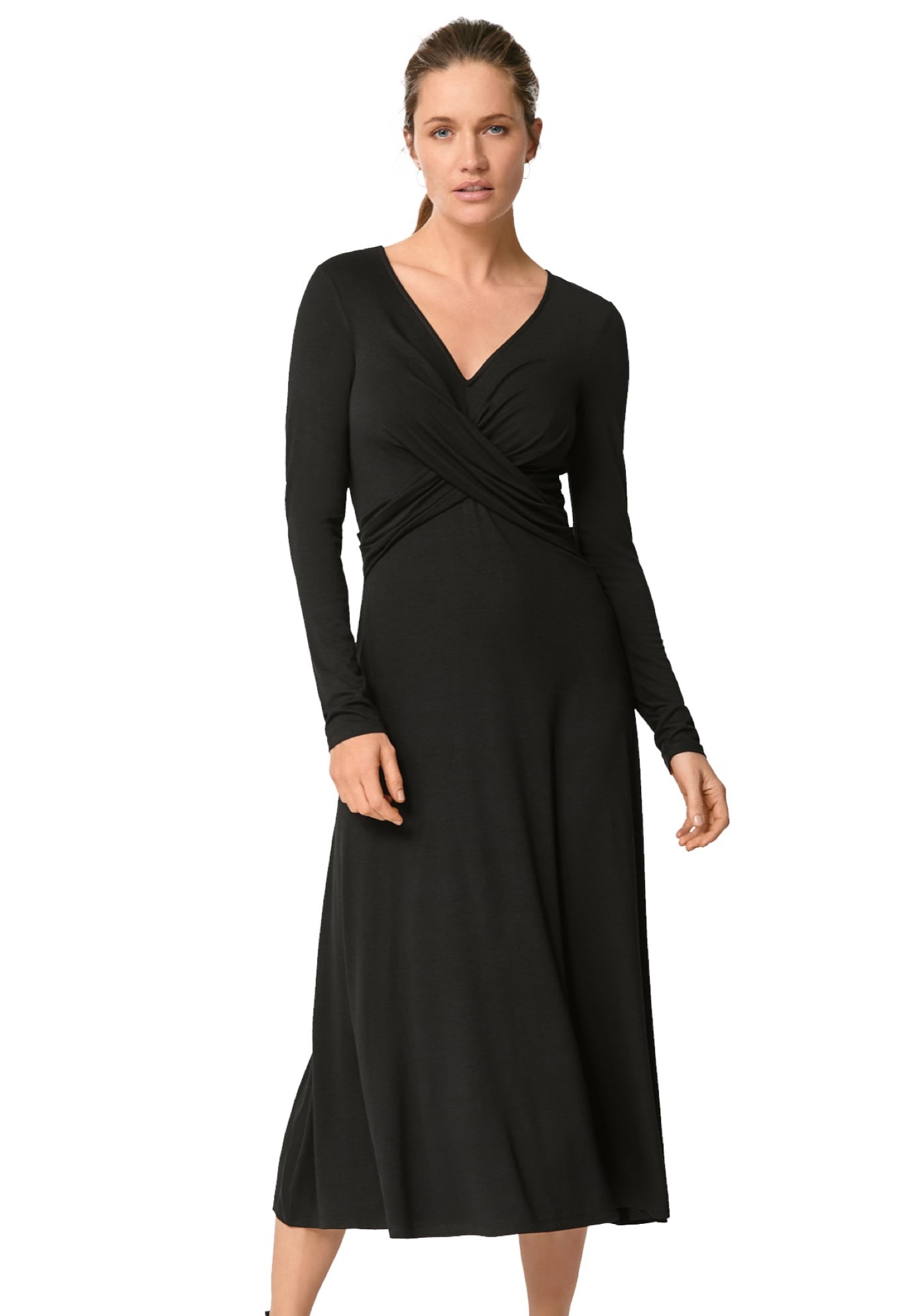 knee length dresses for ladies Women's Black One-Shoulder Midi Dress